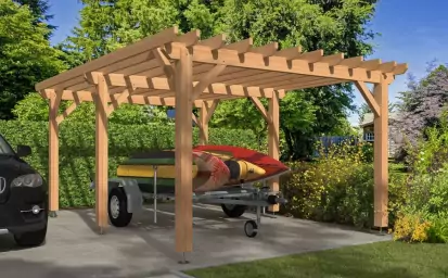 Carport et pergola en bois en Ile-de-France image 