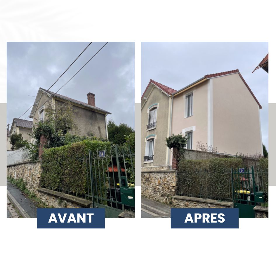 avant apr&egrave;s extension maison Pontoise Val d'Oise sur&eacute;l&eacute;vation et agrandissement fa&ccedil;ade
